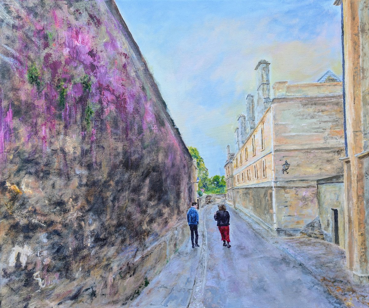 Expressive Cityscapes Acrylic Painting By Richard Freer, 24 X 20", The Chinwag, Original Artwork