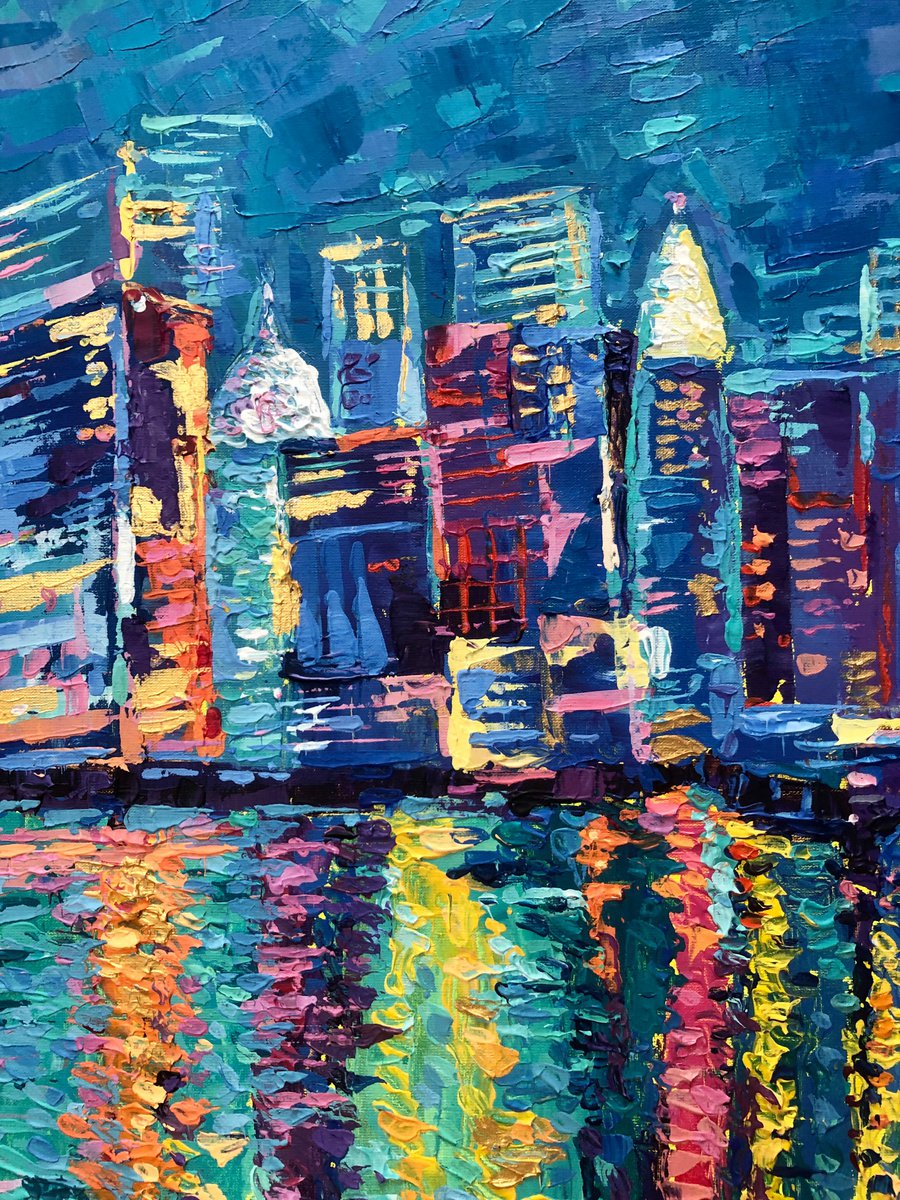 Original Art, Film Noir Cityscape, Acrylic on Canvas, 16x20, 3:44