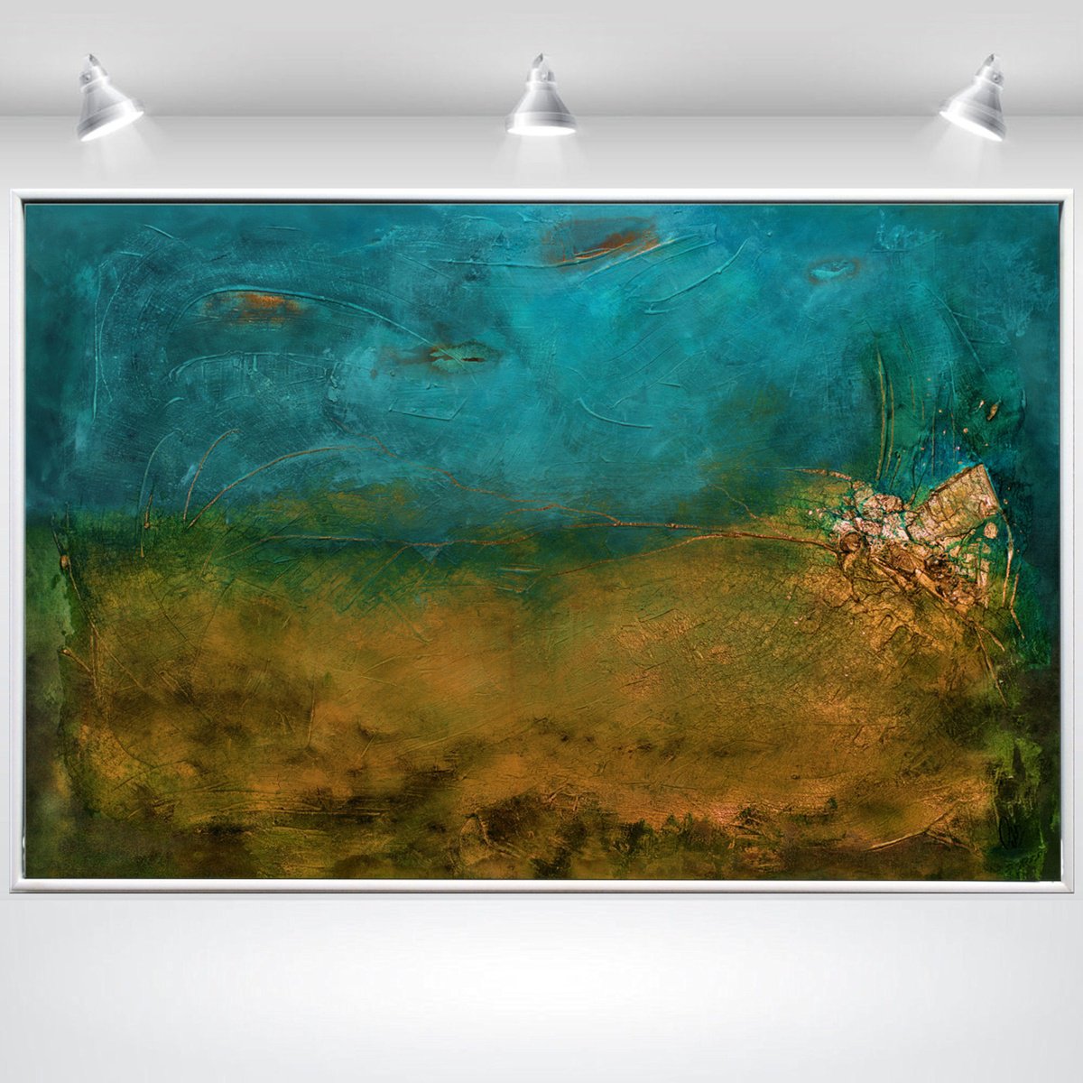 Abstract Acrylic Painting By Edelgard Schroer, 46 X 31, Golden Pond, Original Artwork