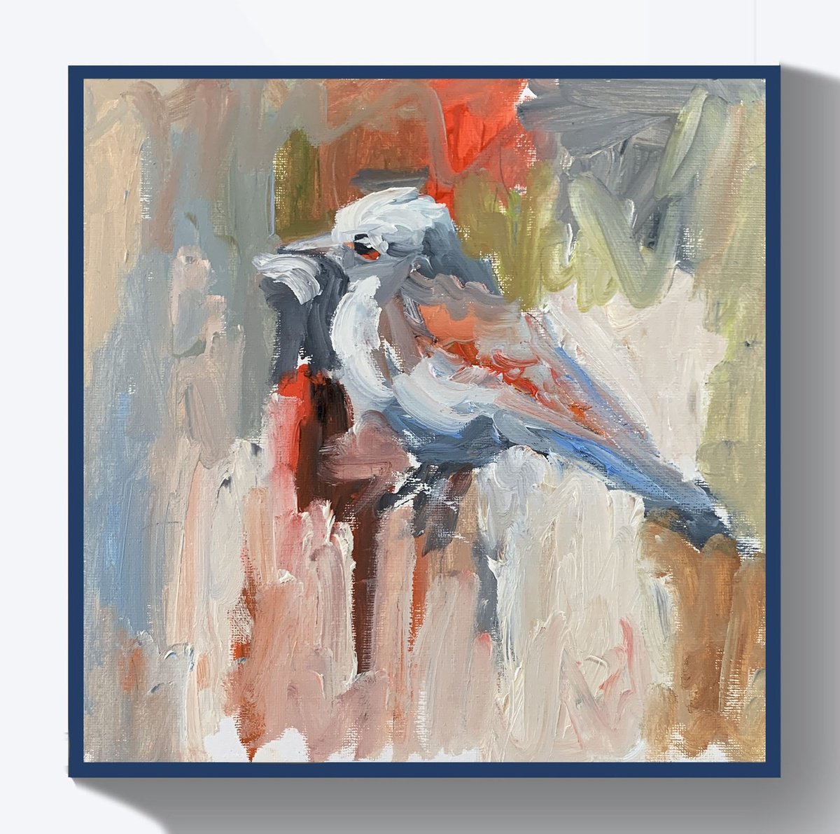 Impressionistic Animal Oil Painting By Vita Schagen, 10 X 10", Bird. #18, Original Artwork