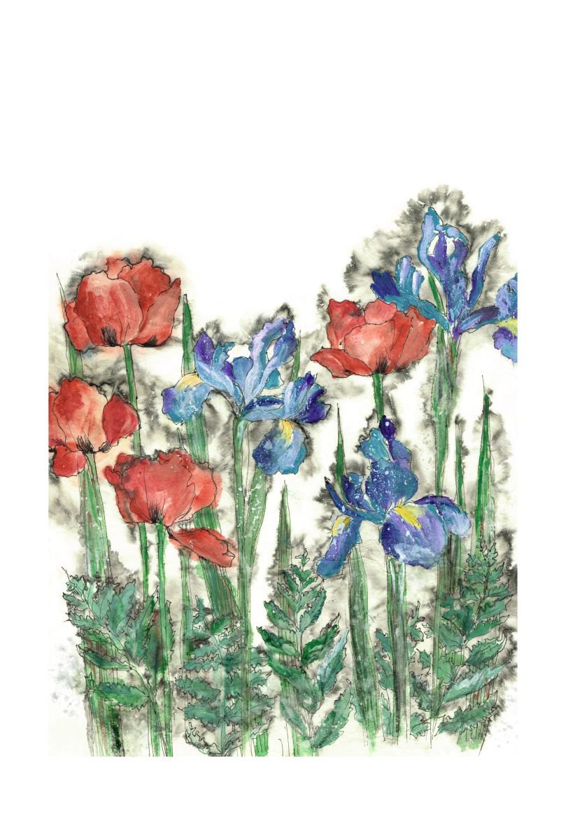 Irises and Poppies by Veda West