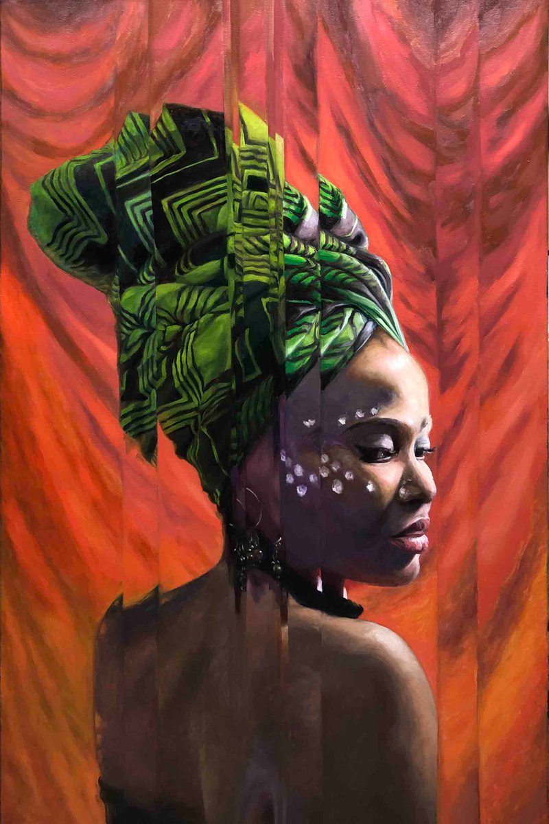 Woman in green turban by Edgar Ruesga