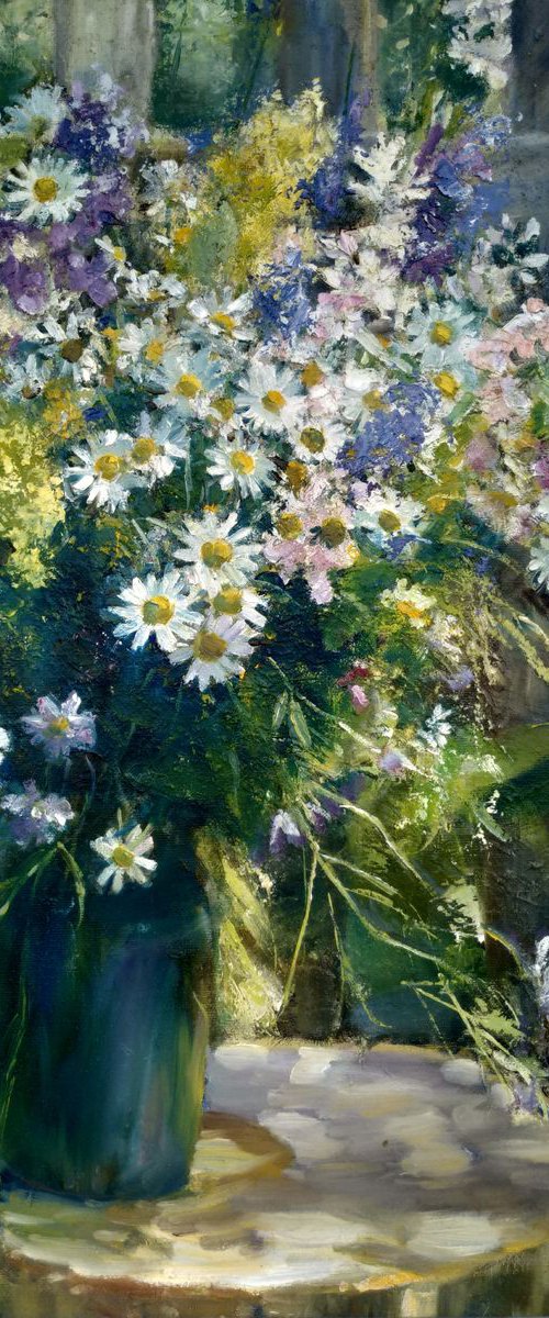 Flowers on the stump by Valentina Andrukhova