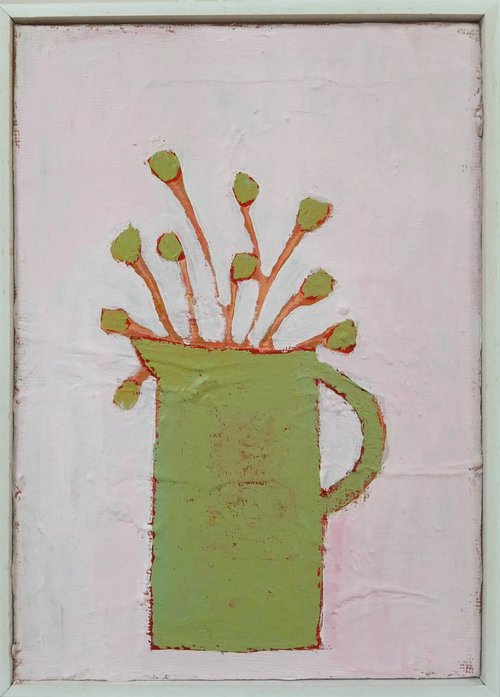 Green Jug and Flowers.... by Fiona Philipps