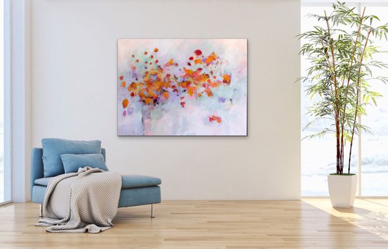 Le bonheur est tout près - Original mixed-media abstract painting on canvas - Ready to hang