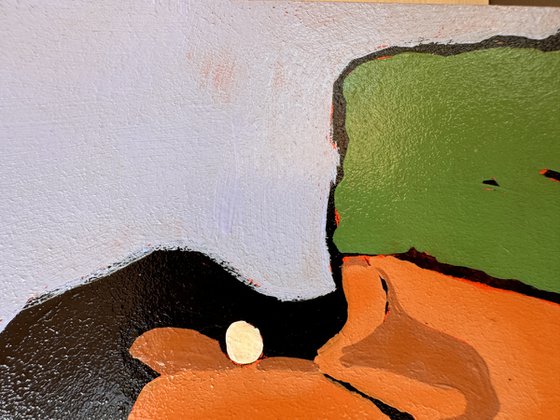 EVENING, CAFE, DOG, WINE. Original Painting