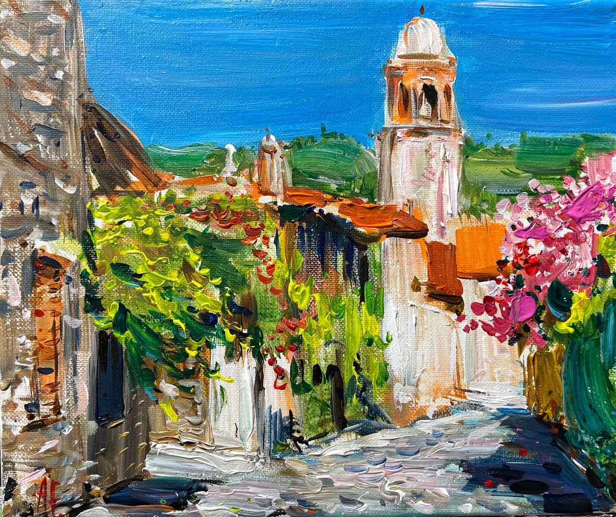 Impressionistic Landscape Acrylic Painting By Altin Furxhi, 12 X 10, Spring In Tuscany., Original Artwork