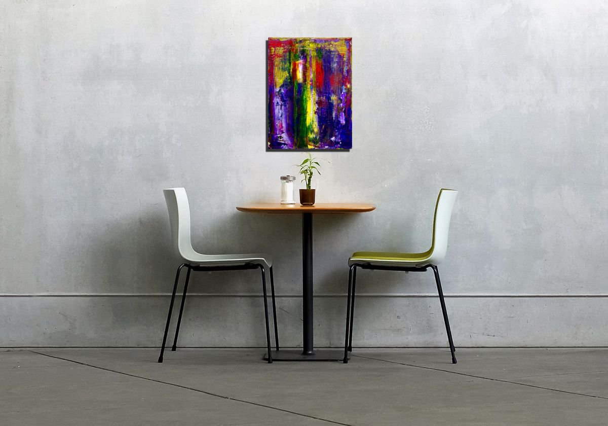 Abstract Acrylic Painting By Nestor Toro, 9 X 12", Humble As A Diamond | Purple Landscape, Original Artwork