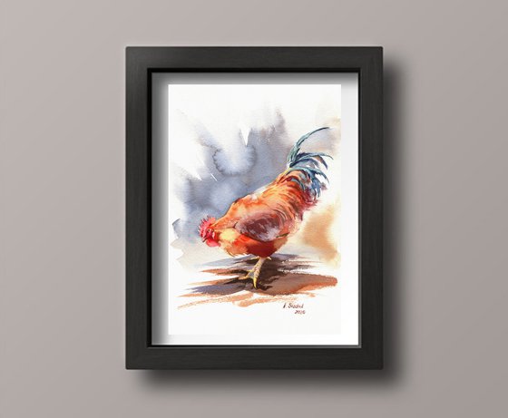 Ukrainian watercolour. Rooster