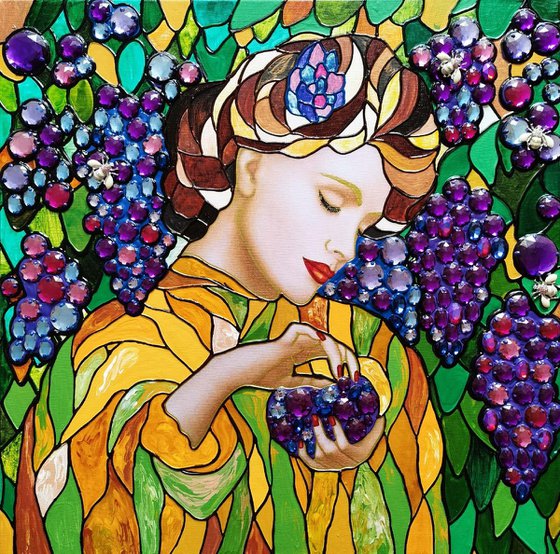 Woman and grape