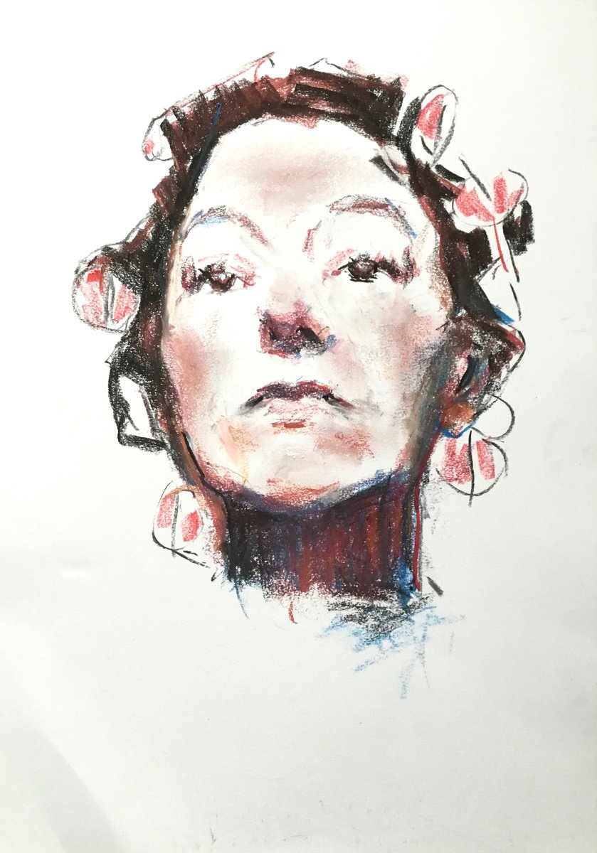 Expressive Charcoal Drawing , Felicia #3 By Dominique Deve, 11 X 17, Artwork For Sale On Artfinder