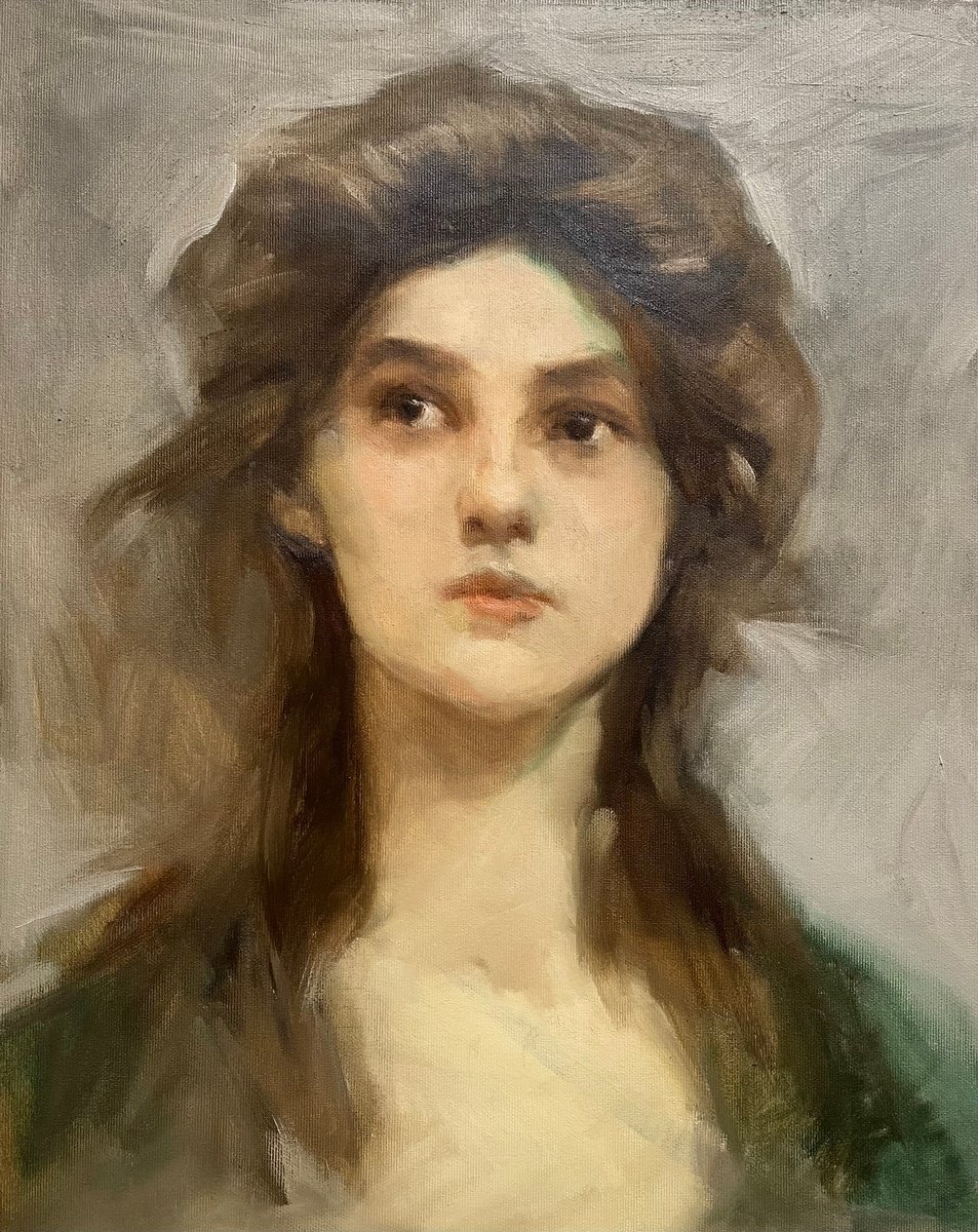 Impressionistic Portrait Oil Painting By Denys Kovalyk, 17 X 20, Girl