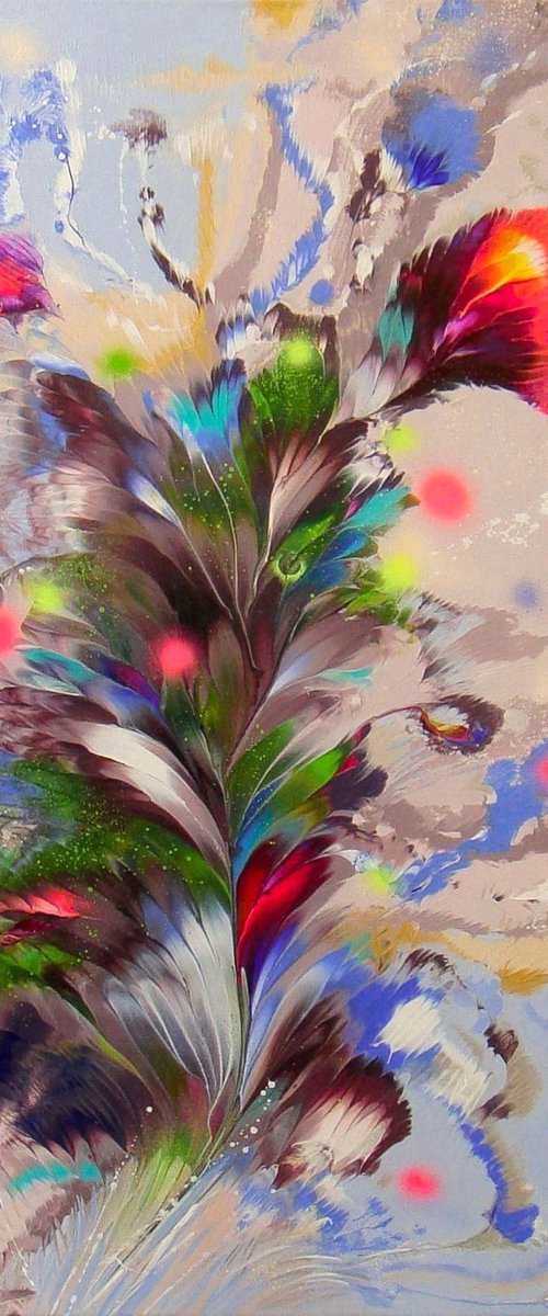 "Flower" LARGE Abstract Painting by Irini Karpikioti
