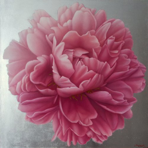 pink peony painting "King of Flowers" by Tatyana Mironova