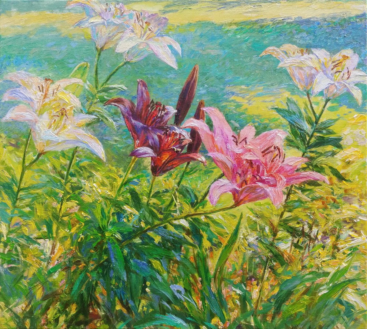 Sunny Siesta. Lilies. By Svitlana Gunchenko, 20 X 18, Artwork For Sale On Artfinder