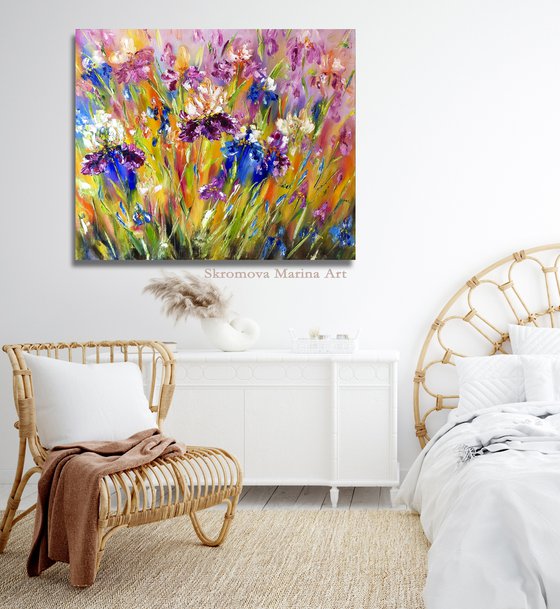 MESSENGERS OF BRIGHTNESS - Irises. Rainbow flower. Juicy colors. Flower meadow. Summer. Good mood. 3d flowers. Texture.