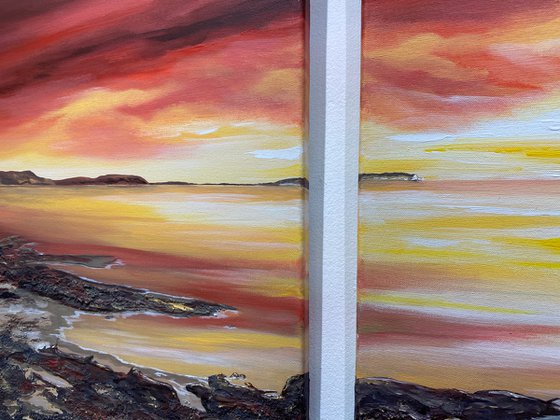 Red Sunset as a Triptych