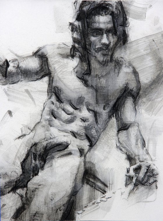 Charcoal drawing on paper "Athlet"