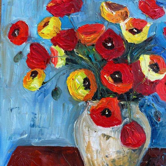 Vase with Poppy Flowers