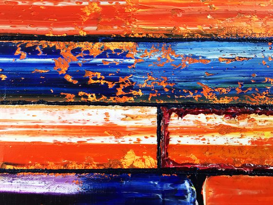 "Face Off" - FREE USA SHIPPING + Special Price - Original PMS Abstract Oil Painting On Canvas - 36" x 12"