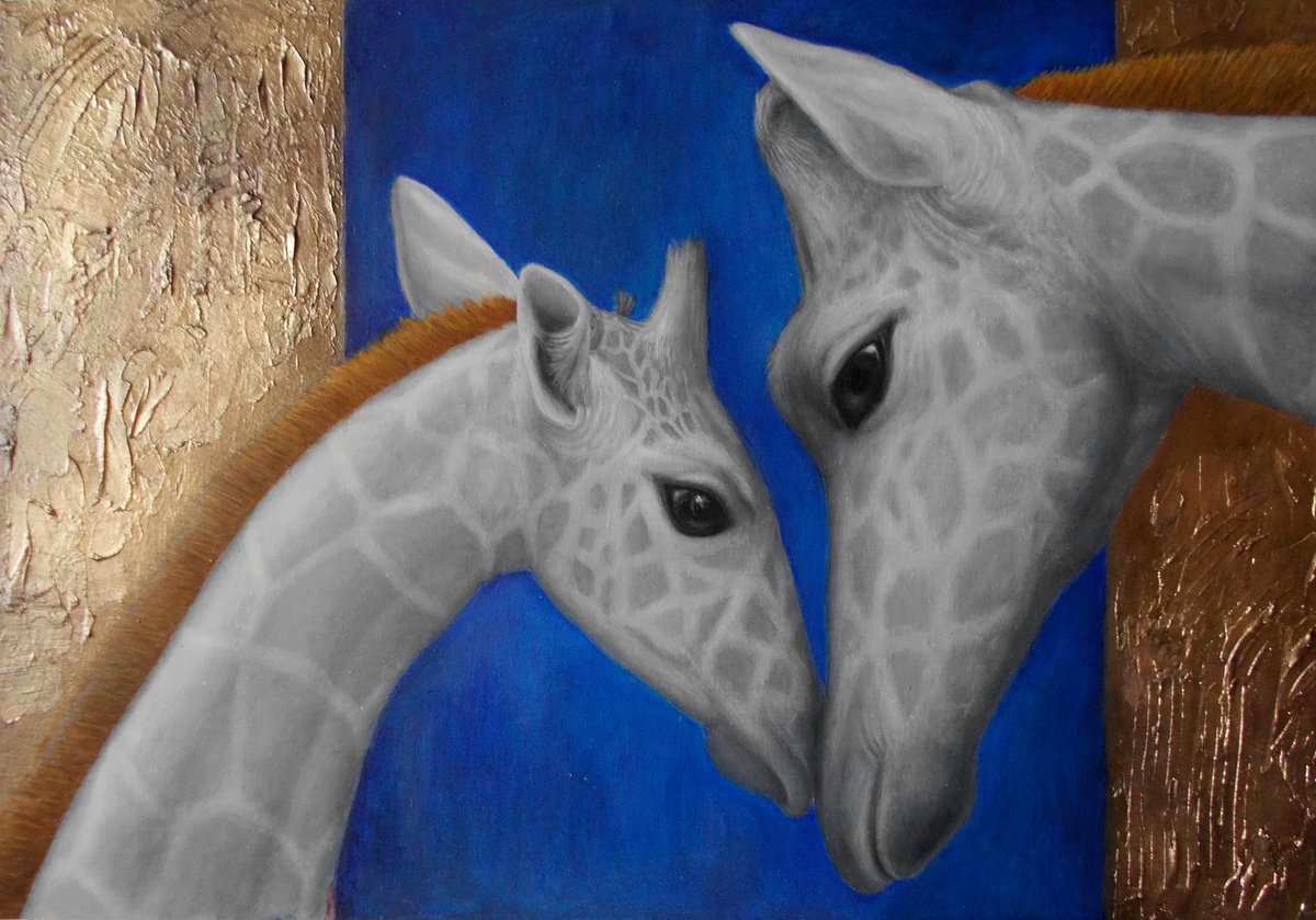 animal painting White Giraffes by Tatyana Mironova