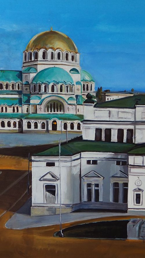 “National Assembly and Alexander Nevsky Cathedral “ - 60x80cm - Artwork Acrylic on Canvas by Georgi Nikov