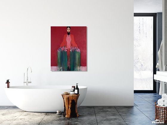 Girl with Flowers II (Red)