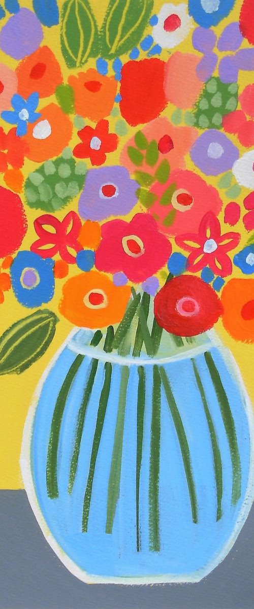 Summer Flowers in a glass vase by Jan Rippingham
