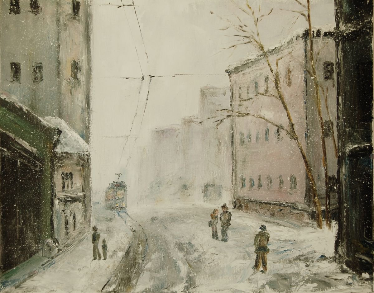 Winter street by Mikhail Nikitsenka