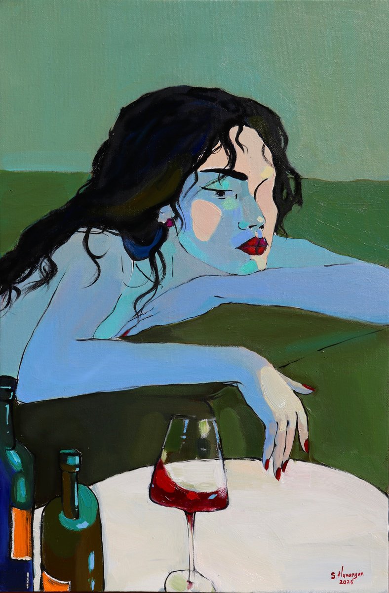 Abstract Oil Painting By Sirarpi Hunanyan, 16 X 24", Mood, Original Artwork