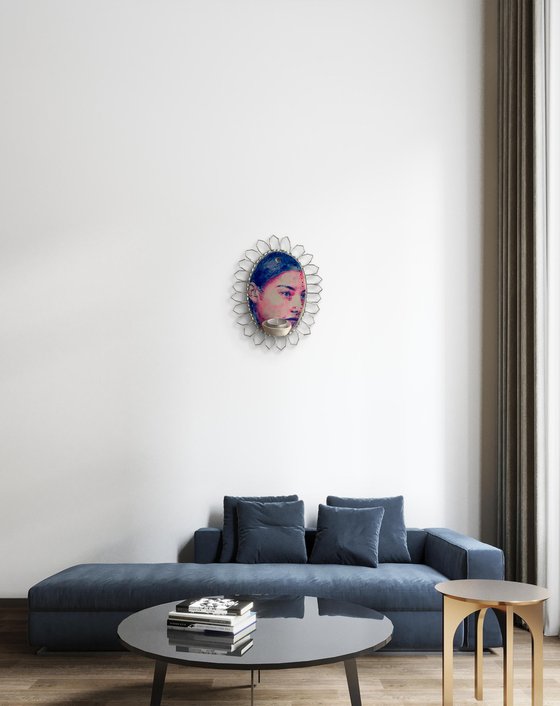 Illuminated woman face