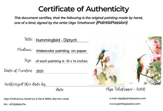 Hummingbird Diptych #2