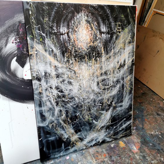 Large XXL enigmatic metaphysical light abstract angel composition by master KLOSKA