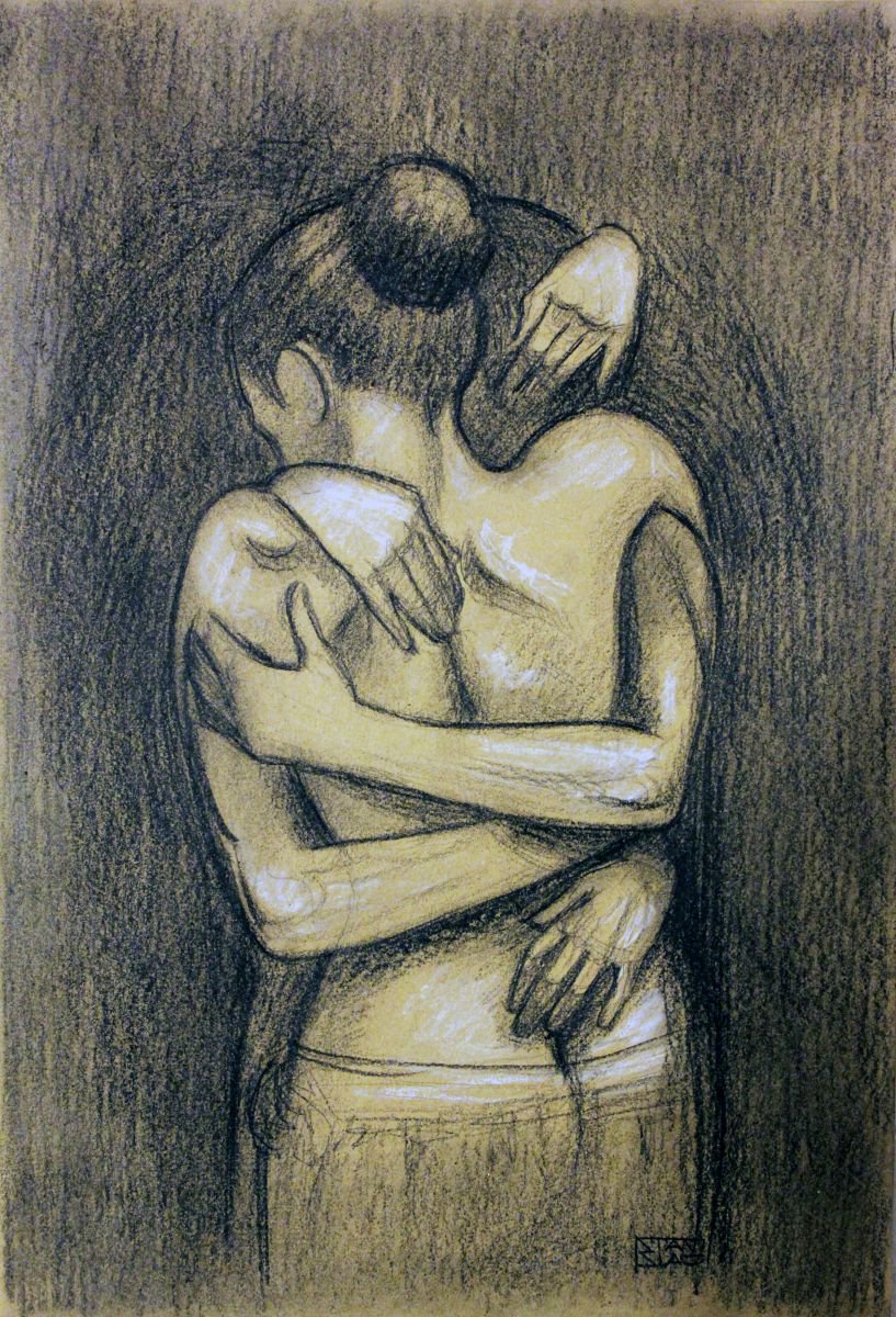 Expressive Pencil Drawing , Embrace_23 By Vincenzo Stanislao, 12 X 17, Artwork For Sale On Artfinder
