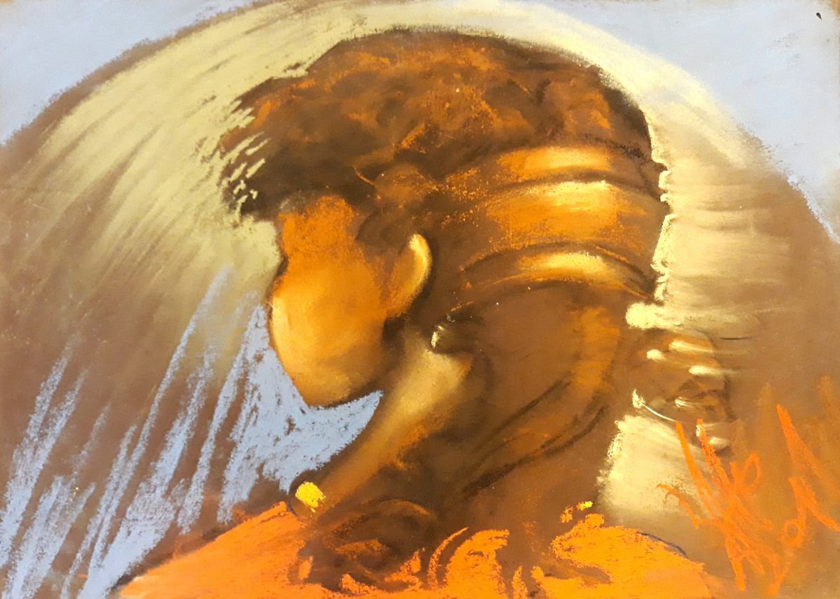 Photorealistic Portrait Pastel Drawing By Yuri Zelonuy, 16 X 12", Stranger 35, Original Artwork