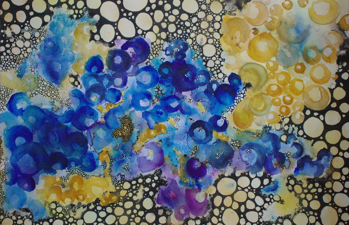 Organic Abstract Watercolour By Evgeniq Ivanova, 22 X 15, S?? - Firmament, Original Artwork