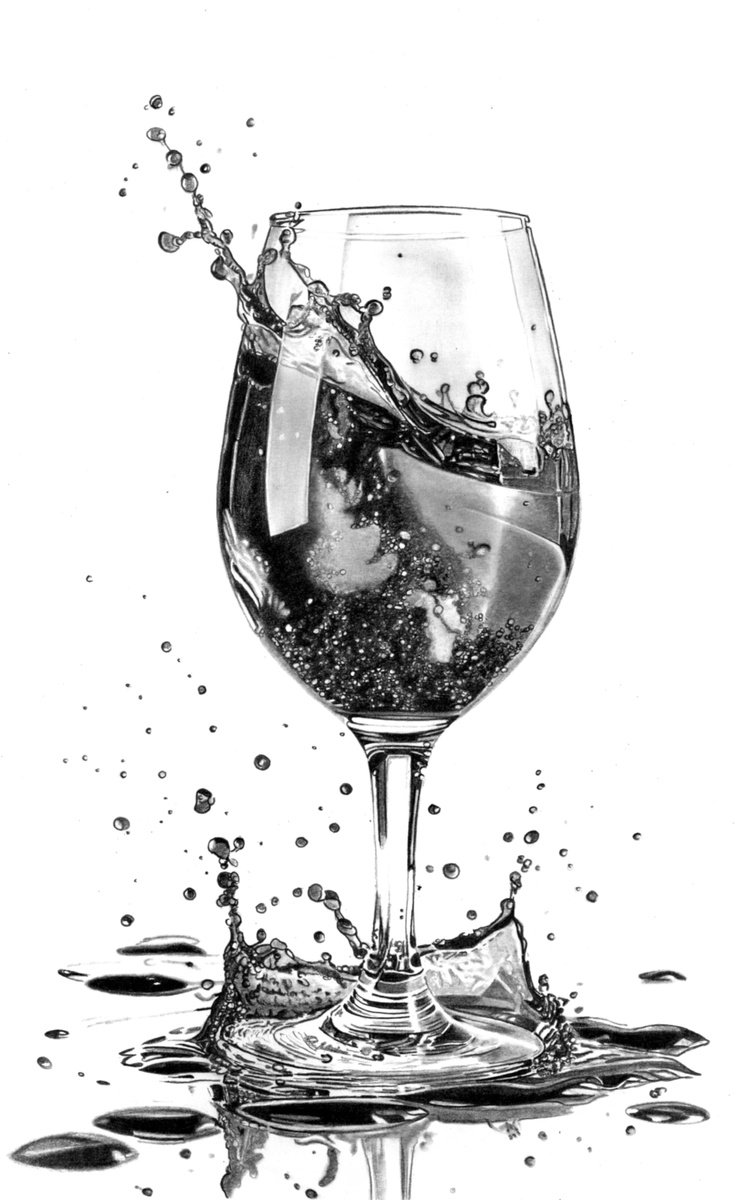 Photorealistic Pencil Drawing , Red Wine Splash By Paul Stowe, 14 X 21, Artwork For Sale On Artfinder