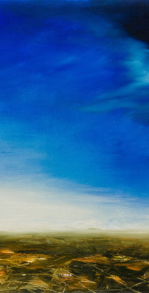 Landscape with blue sky - Oil painting - Wall art decoration by Fabienne Monestier