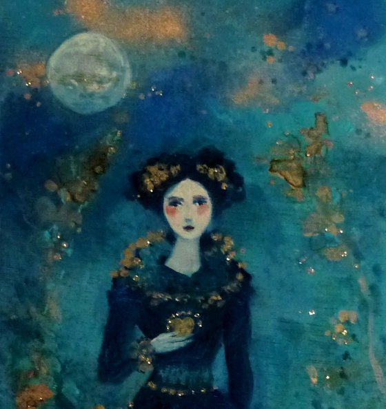 Judith 's night 15 x 30 cm on wood.