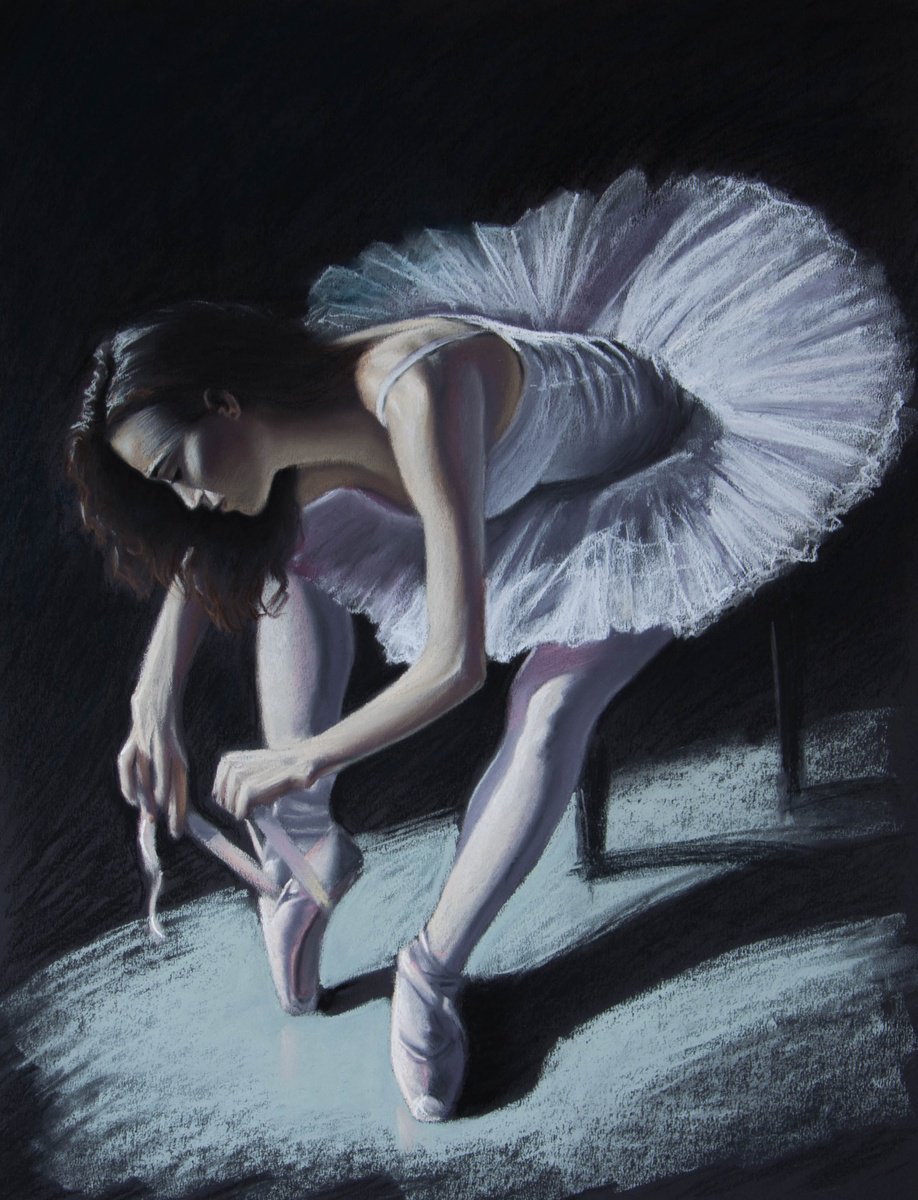 Impressionistic Portrait Pastel Drawing By Inna Medvedeva, 20 X 26, Dancer, Original Artwork