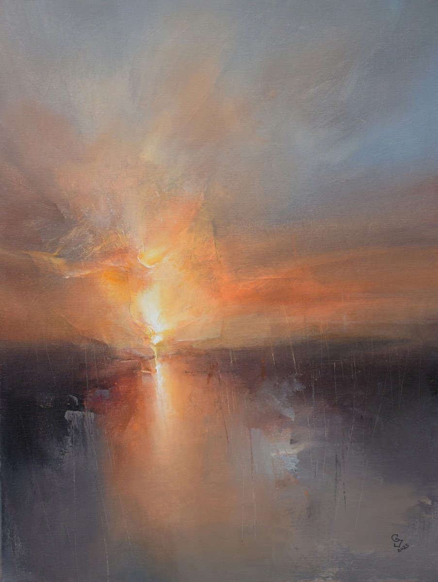 Abstract Landscape Acrylic Painting By Ivan Grozdanovski, 24 X 31, The Rebirth, Original Artwork