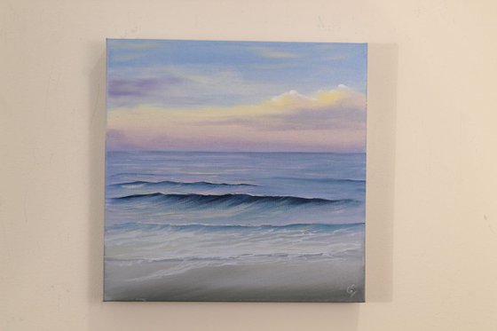 Sunrise at Ocracoke, plein air seascape oil painting on canvas by Eva Volf