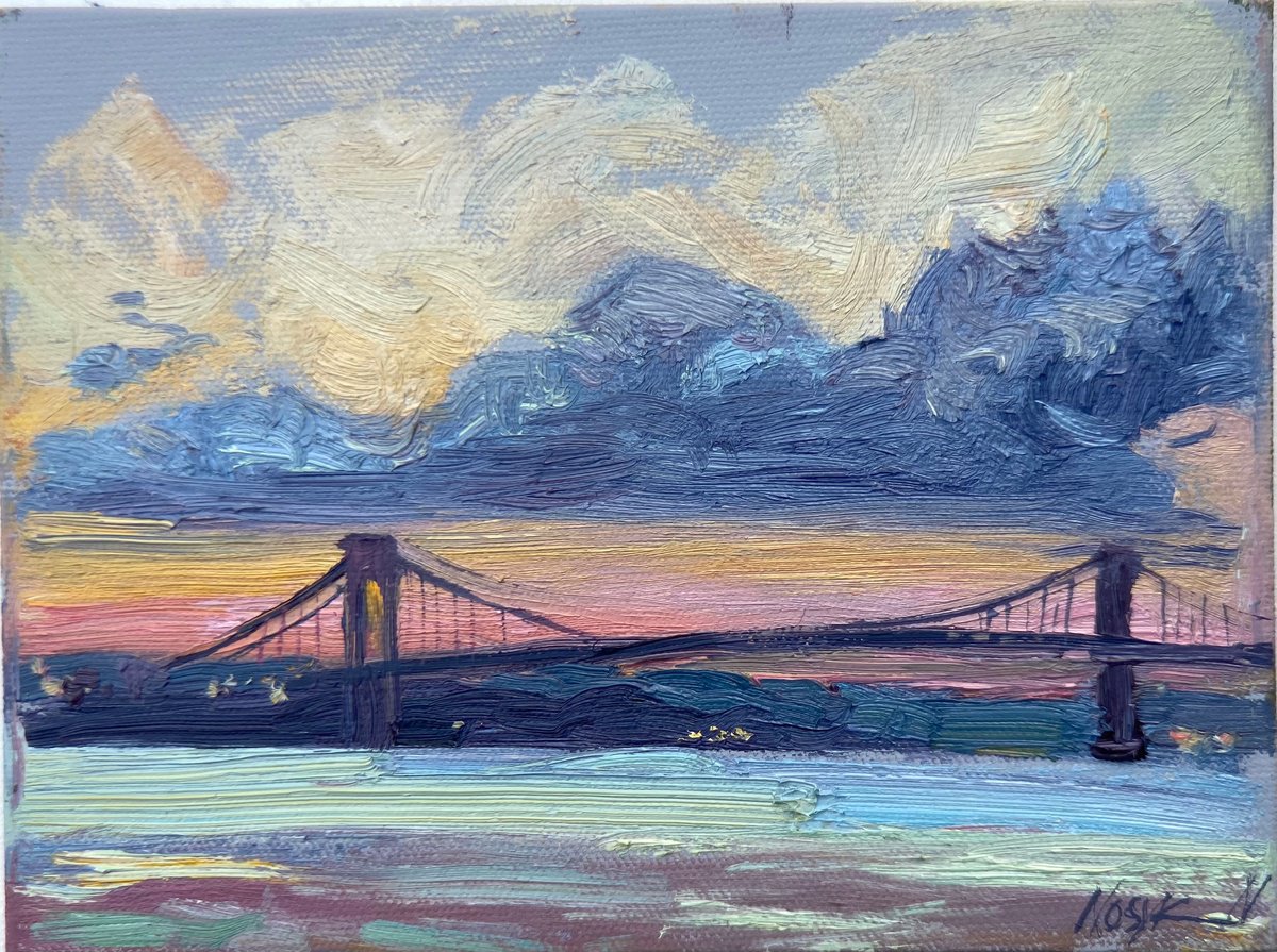 Impressionistic Landscape Oil Painting By Nataliia Nosyk, 8 X 6", Sunset Etude #6, Original Artwork