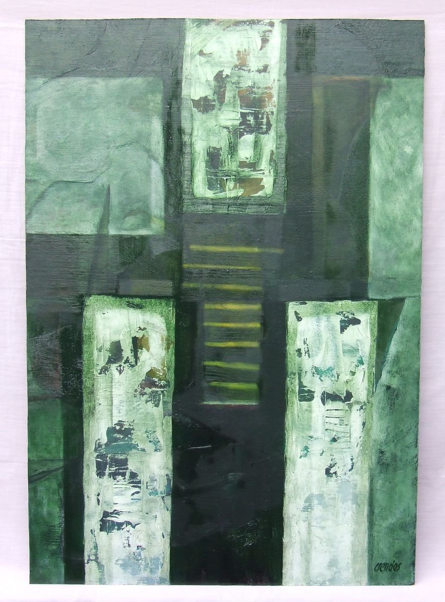 Abstract Oil Painting By Csaba Csendes, 18 X 26, Requiem, Original Artwork