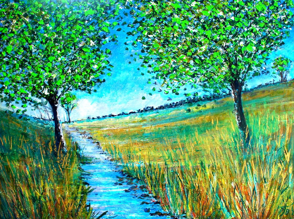 Impressionistic Painting , White Poplars By Paul J Best, 31 X 24, Artwork For Sale On Artfinder