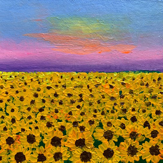 Sunflower field ! Miniature impasto painting