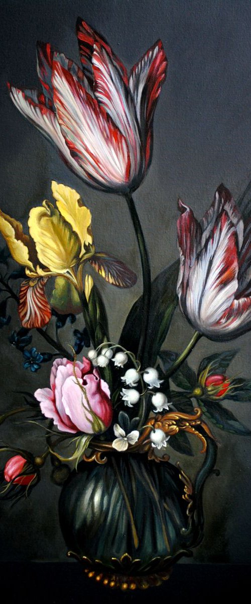 Floral dutch stil life by Lesja Rygorczuk