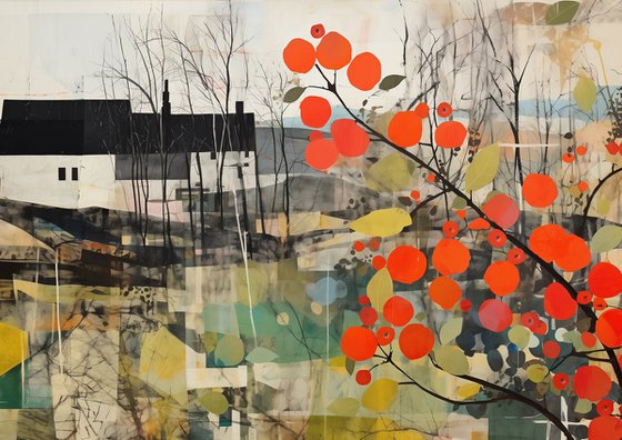 Red viburnum on a green glade #3