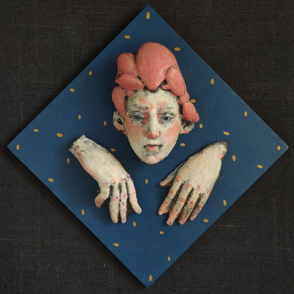 Expressive Portrait Sculpture By Nadiia Otriazha Fedir Bushmanov, 16 X 16", Marichka, Original Artwork