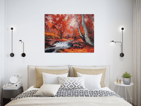 " river in autumn forest "